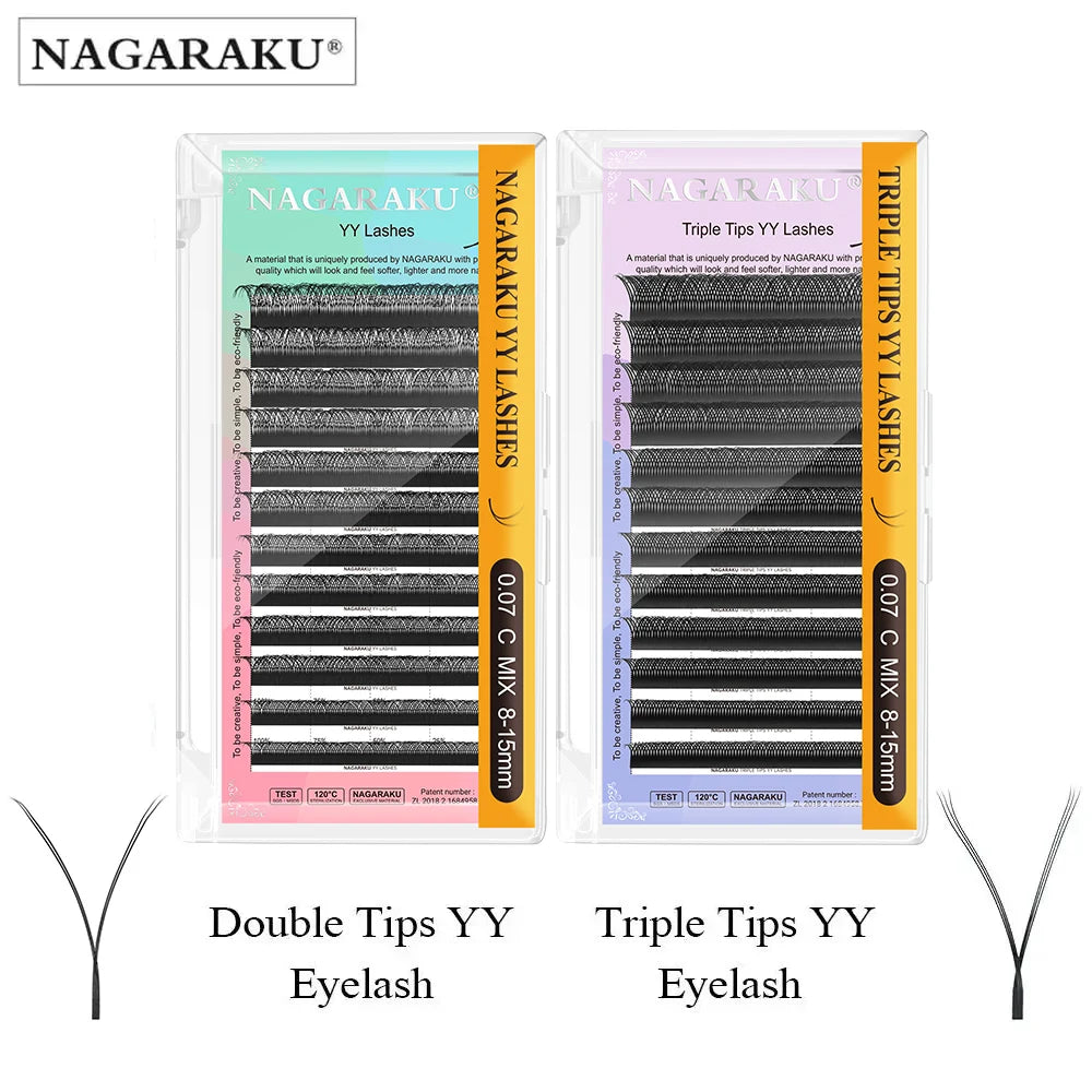 NAGARAKU YY Shape Double/Three Split Tips Triple Top Interlaced Root Eyelash Extensions Eyelashes - Triple on shop all page