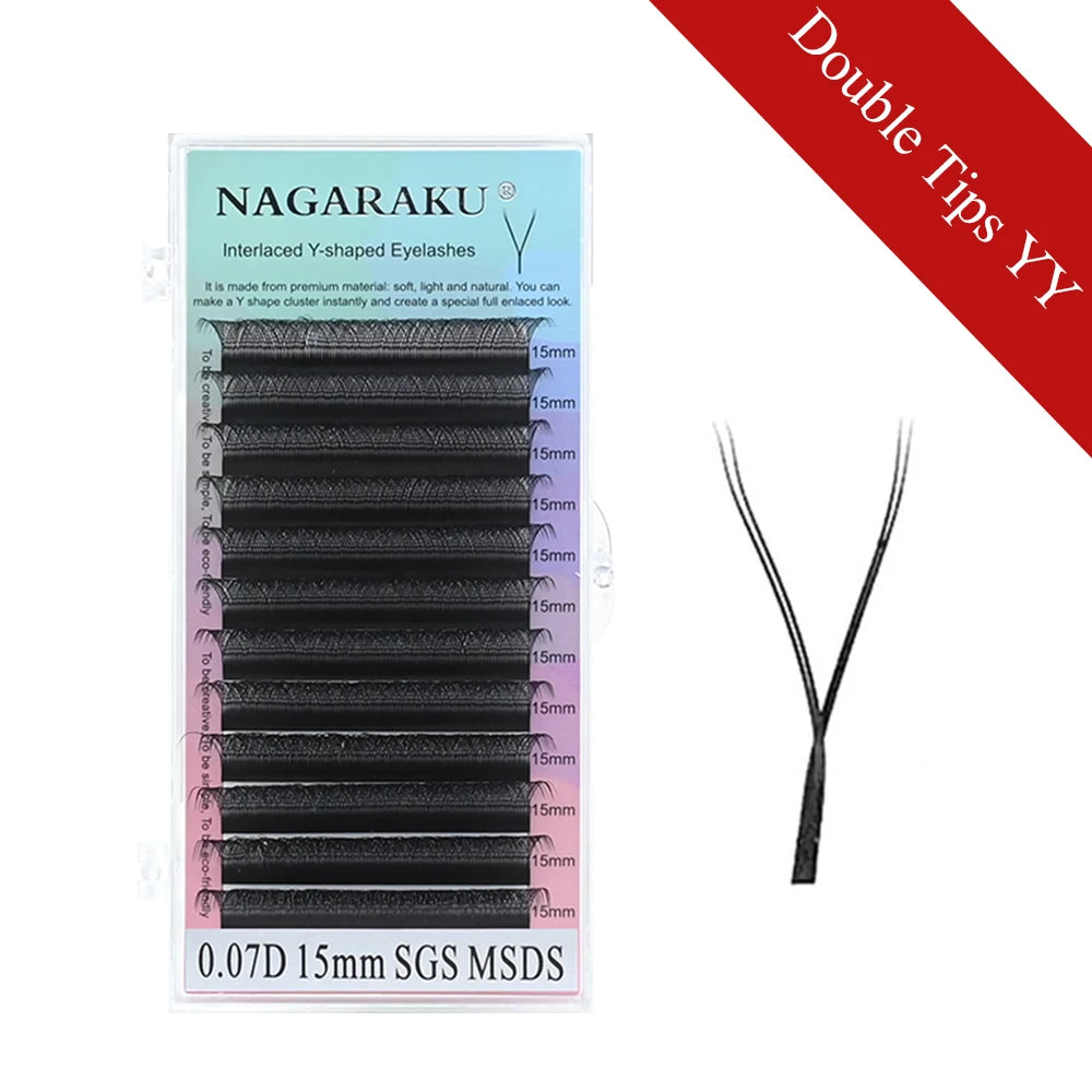 NAGARAKU YY Shape Double/Three Split Tips Triple Top Interlaced Root Eyelash Extensions Eyelashes - Double is on shop all page