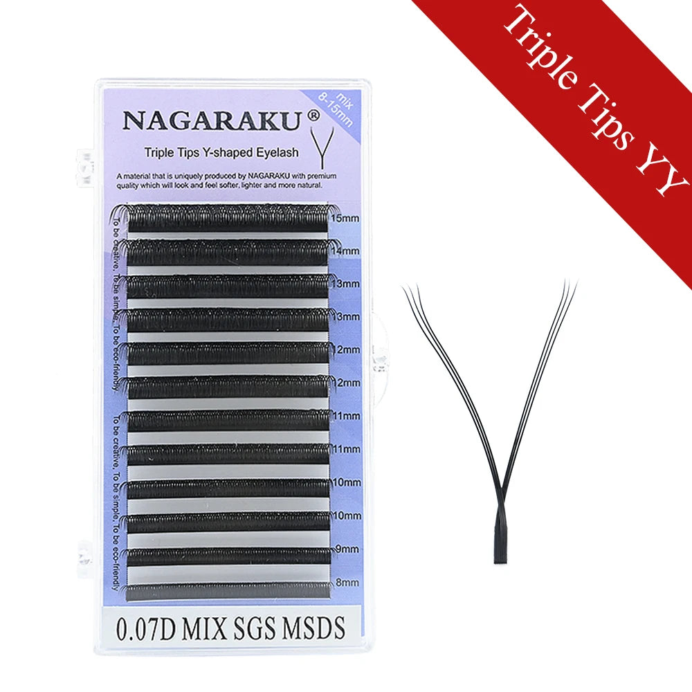 NAGARAKU YY Shape Double/Three Split Tips Triple Top Interlaced Root Eyelash Extensions Eyelashes - Triple on shop all page