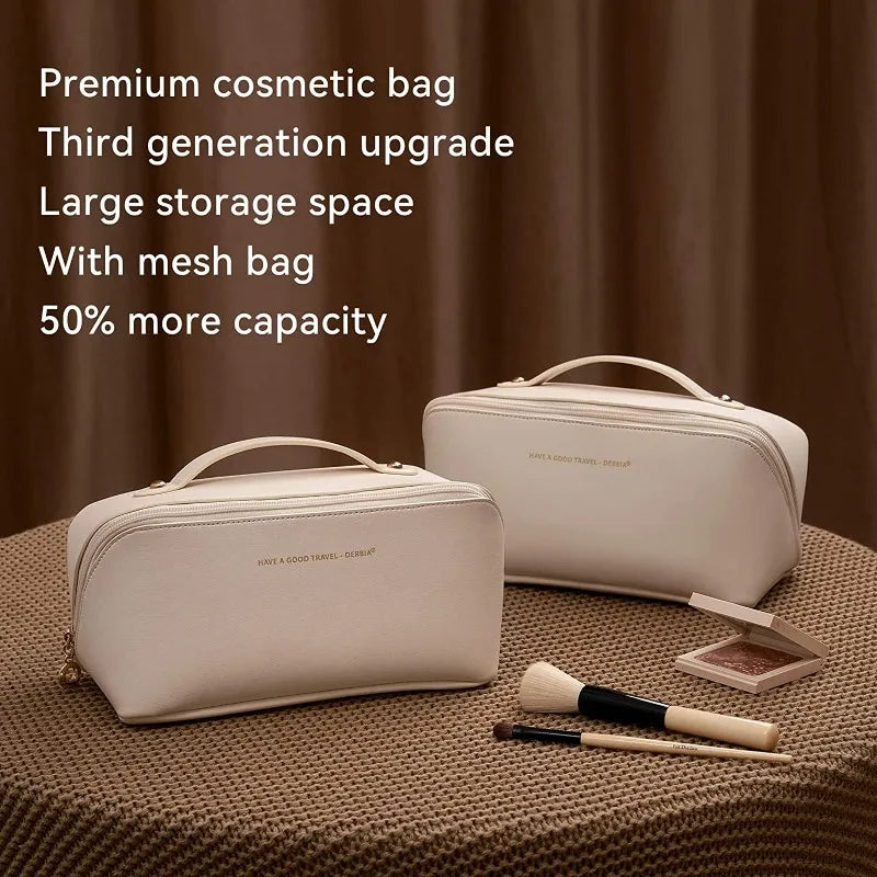 2Pcs Cosmetics Storage Kit Large Capacity Travel Toiletry Bag Makeup Bag Ins Advanced Sense Portable Cosmetic Storage Bag