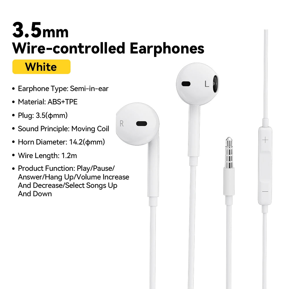 Essager 3.5mm Wired Headphones In Ear Headset Wired Earphones with Microphone Stereo Earbuds Sports In-line Control For Phones