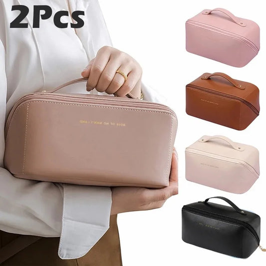 2Pcs Cosmetics Storage Kit Large Capacity Travel Toiletry Bag Makeup Bag Ins Advanced Sense Portable Cosmetic Storage Bag