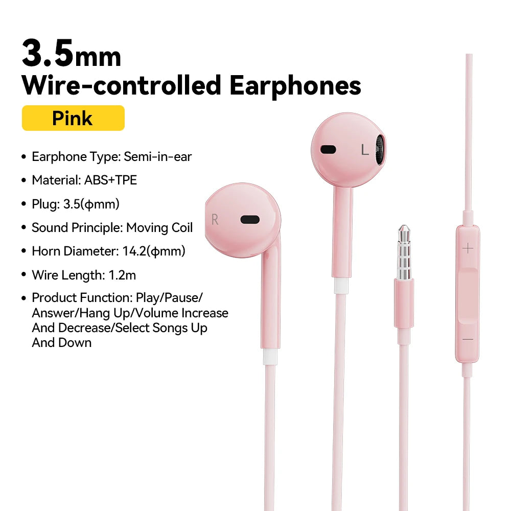 Essager 3.5mm Wired Headphones In Ear Headset Wired Earphones with Microphone Stereo Earbuds Sports In-line Control For Phones