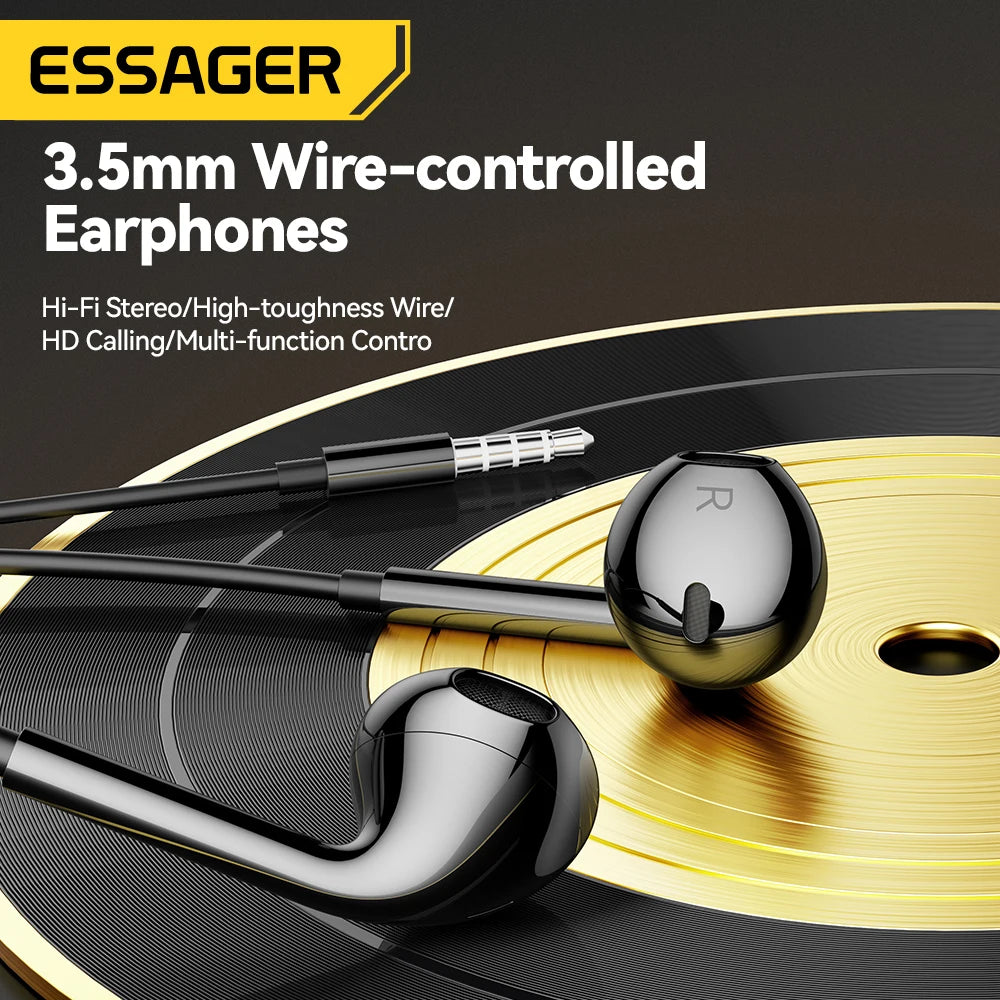 Essager 3.5mm Wired Headphones In Ear Headset Wired Earphones with Microphone Stereo Earbuds Sports In-line Control For Phones