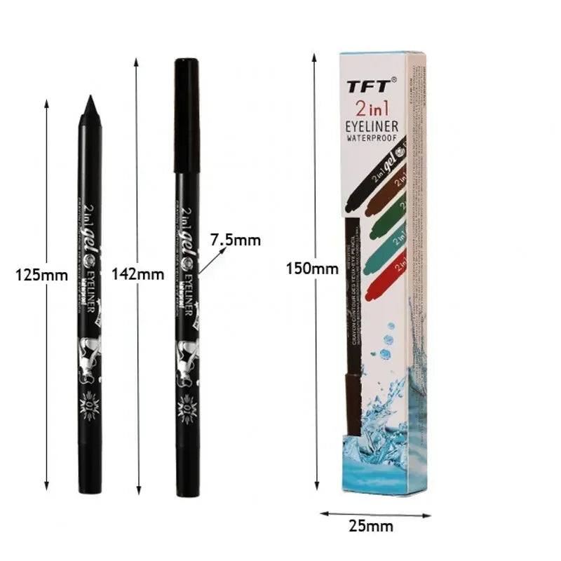 2 In 1  Best Eyeliner Lip Liner Gel Pencil Waterproof Long-lasting Blue White Black Brown Easy Wear Eyeliner Makeup for Eyes 7 Colors