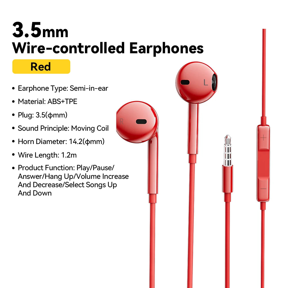 Essager 3.5mm Wired Headphones In Ear Headset Wired Earphones with Microphone Stereo Earbuds Sports In-line Control For Phones