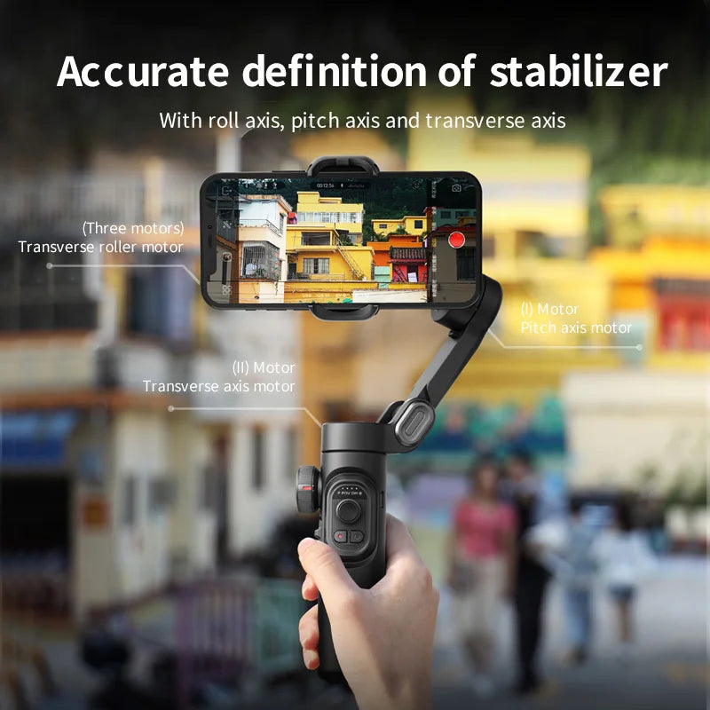 AOCHUAN 3-Axis Handheld Gimbal Stabilizer for Smartphone with Fill Light for iPhone Android Face Tracking Tiktok Vlog Smart XE