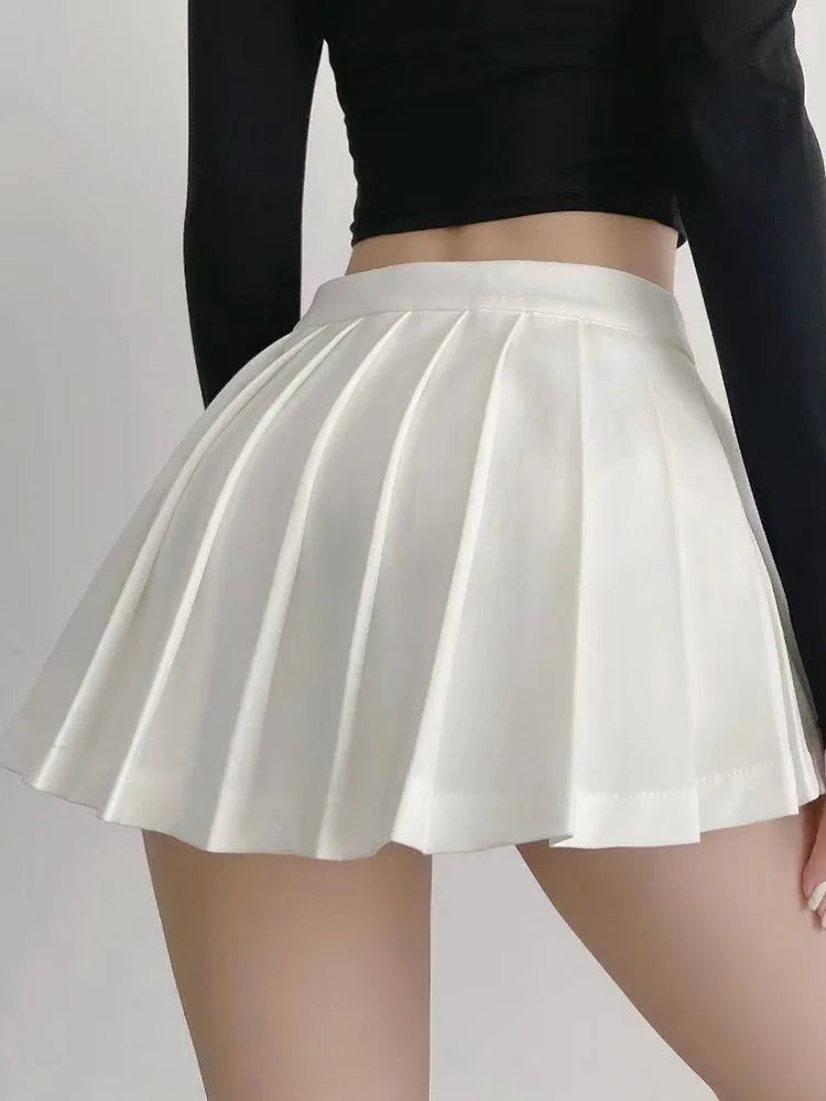 Sexy Women Pleated Mini Skirts High Waist Summer Vintage