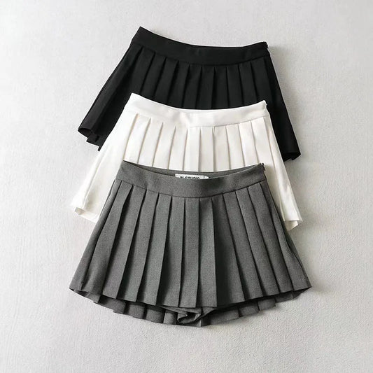 Sexy Women Pleated Mini Skirts High Waist Summer Vintage