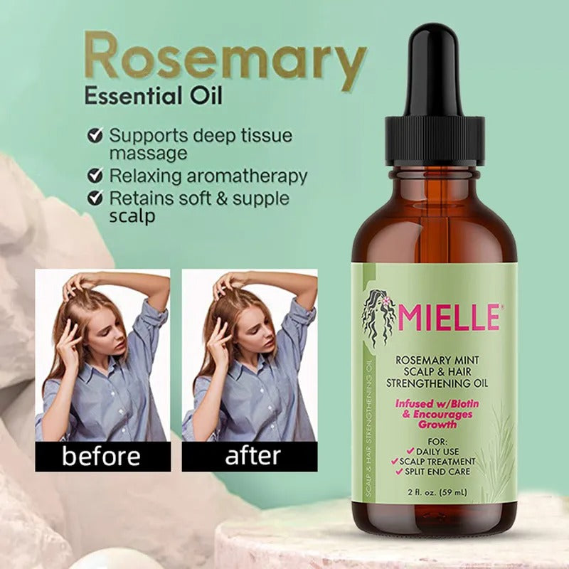 Proven Natural Hair Growth Essential Oil Rosemary Mint - Hair Strengthening Oil Nourishing Treatment