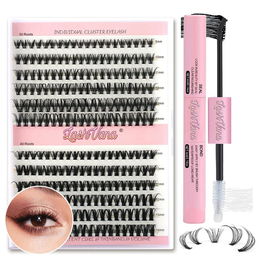 Eyelashes 240 PCS Clusters Lash Bond and Seal Makeup Lashes Extension glue kit