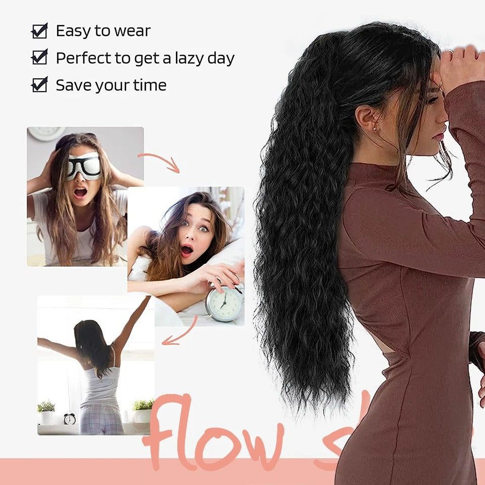 Long Curly Drawstring Ponytail Synthetic for Women Clip in Hair Extensions & for Daily Cosplay