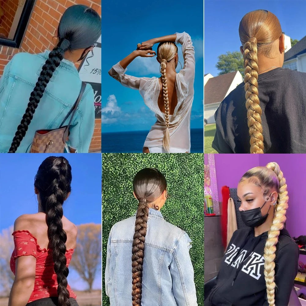 DIY Ponytail Extensions Synthetic Boxing Braids Women