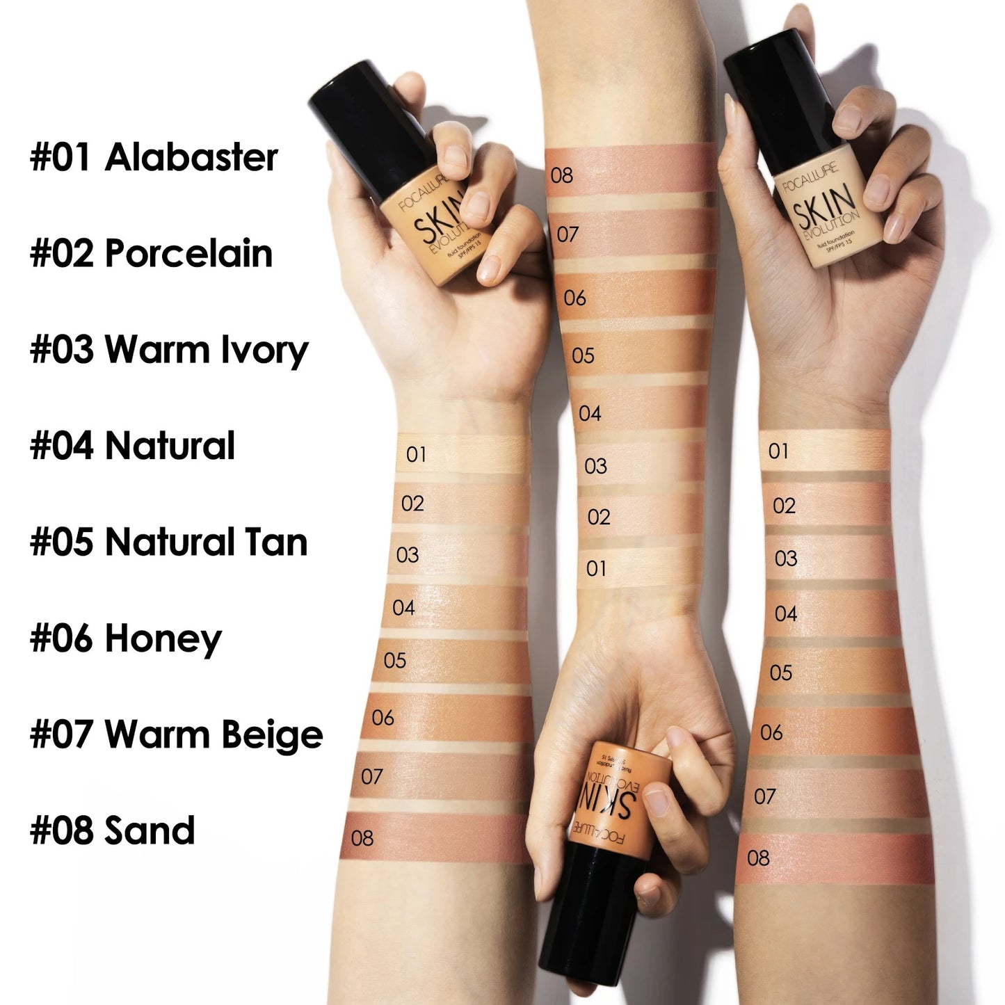 New Official Focallure Waterproof Matte Face Liquid Foundation Full Coverage Concealer Whitening Face