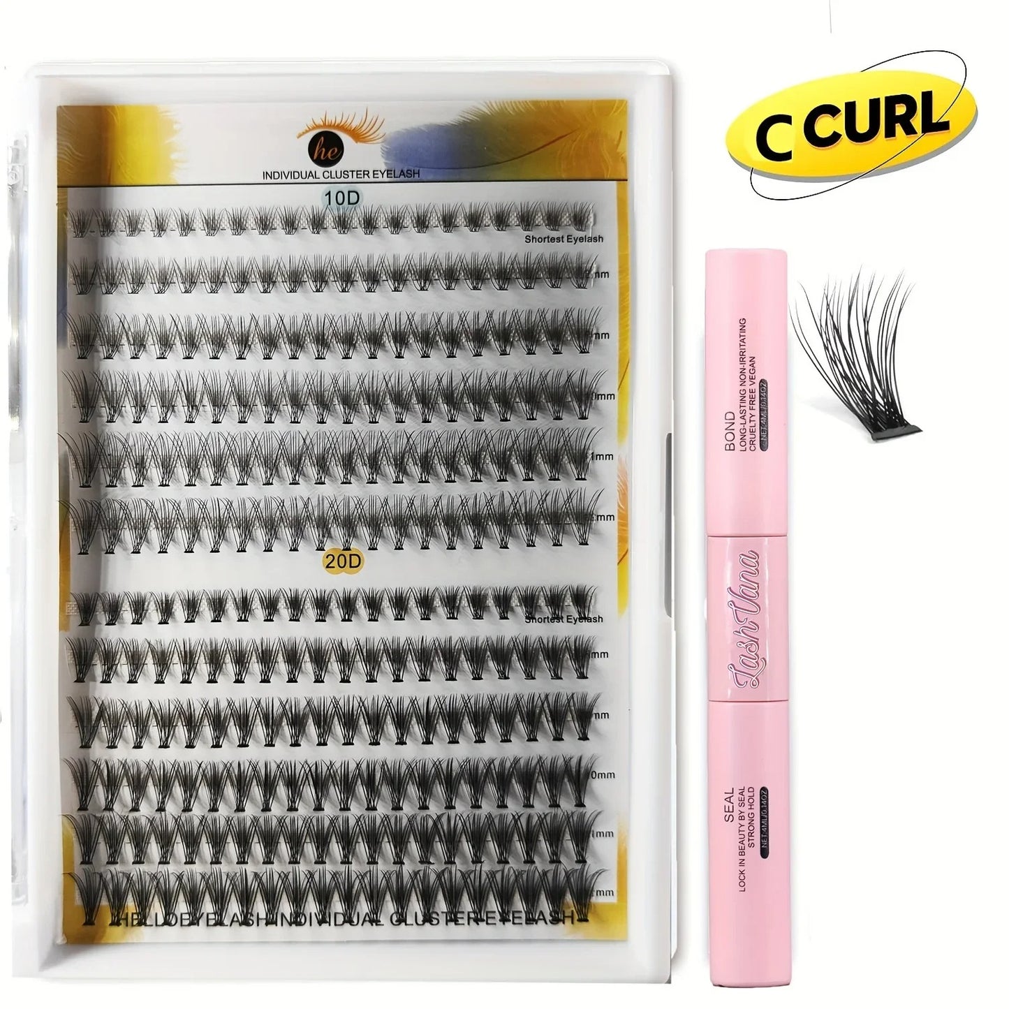 Eyelashes 240 PCS Clusters Lash Bond and Seal Makeup Lashes Extension glue kit