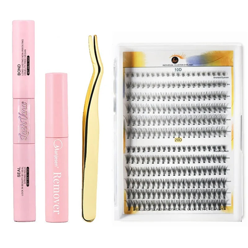 Eyelashes 240 PCS Clusters Lash Bond and Seal Makeup Lashes Extension glue kit