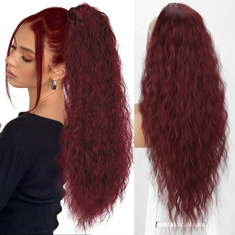 Long Curly Drawstring Ponytail Synthetic for Women Clip in Hair Extensions & for Daily Cosplay